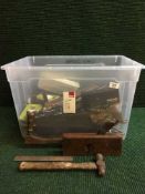 Box of quantity of assorted hand tools, vintage hardware,