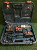 A Bosch GSB 18 VE-2 Professional drill in case with batteries and charger