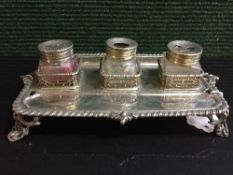 A George III silver ink stand, William Plummer, London 1771,