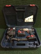 A Bosch GSB 18 VE-2 Professional drill in case with batteries and charger