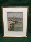 Robert Jobling : Whitby, watercolour, signed, 30 cm x 23 cm, framed.