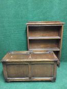 A set of oak open shelves and an oak blanket chest