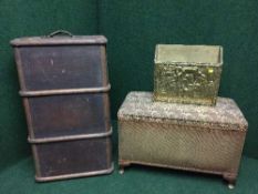 A gold loom blanket box,