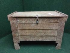 An antique rustic pine hay bin