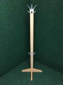A contemporary hat and coat stand