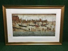 After Laurence Stephen Lowry : The Beach, reproduction in colours, numbered 65/75,