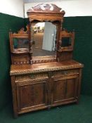 A late Victorian mahogany mirror backed sideboard