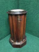 A Victorian mahogany cylindrical marble topped pot cupboard