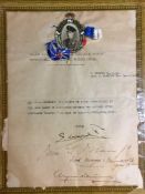 A Walker Church Hall Welfare Centre signed certificate, dated 1932,