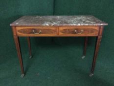 A 19th century inlaid mahogany marble topped washstand