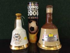 Two Bells Whisky decanters together with Euro 2000 celebration beer (3)