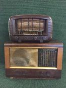A BAS bakelite cased valve radio together with one other.