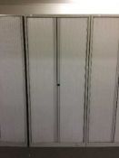 A large metal Bisley shutter door office cabinet