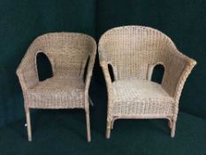 Two wicker armchairs