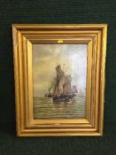 A gilt framed oil on board,