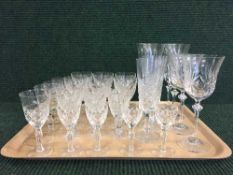 A tray of crystal drinking glasses
