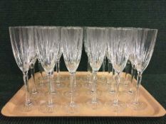 A tray of set of twenty-four lead crystal wine glasses