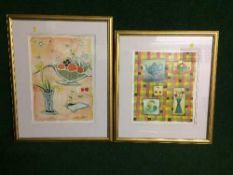 Seven gilt framed Alan Ball pictures - still lifes