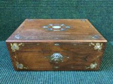 A Victorian inlaid rosewood and mother of pearl jewellery box