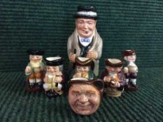 Six Royal Doulton miniature toby jugs,