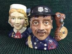 Two Royal Doulton Character jugs : Fireman, together with Nurse.