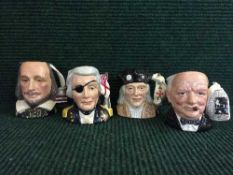 Four Royal Doulton Character jugs : Nelson D6963, Winston Churchill D6934,