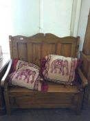 A pine storage hall seat