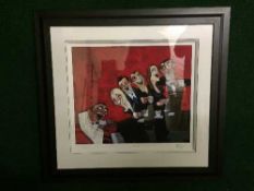 A limited edition colour print - Piano bar, signed in pencil by Todd White, numbered 198/295,