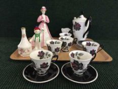 A tray of Royal Albert Masquerade tea service, Coalport figurine - Emily,