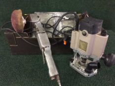 A box of powerbase router, Plasplus tile cutter,