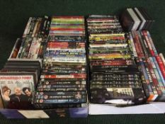 Two boxes of DVDs