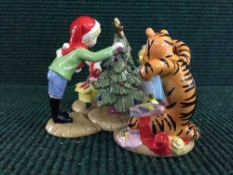 Five Royal Doulton Winnie the Pooh Christmas Collection figures