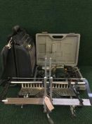 A Stanley fat Max electricians tool kit together with a mitre saw and a cased eagle hammer drill