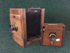 Two early twentieth century mahogany plate cameras