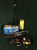 A Karcher pressure washer together with a mitre saw, tool box,