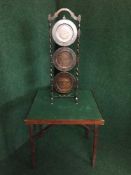 An oak folding cake stand and a card table