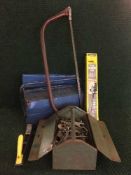 Two metal tool boxes containing hand tools, together with a Performance hedge trimmer,