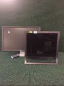 A Sony PC monitor together with a Dell PC monitor