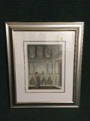 A colour print depicting a palace interior