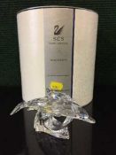 A Swarovski crystal figure - Two Dolphins, boxed.