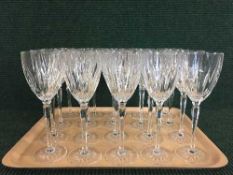A tray of twenty lead crystal wine glasses
