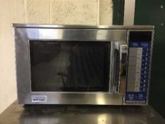 An Electrolux commercial stainless steel microwave