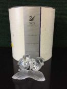 A Swarovski crystal figure - Two birds on a branch, boxed.
