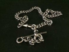 A silver Albert chain with t-bar