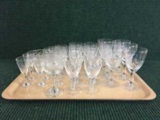 A tray of lead crystal drinking glasses,