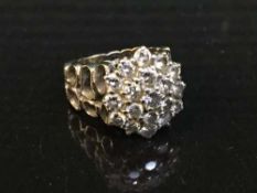 18 carat white gold diamond cluster ring - 19 stones approximately 1.8 carats 7.4.