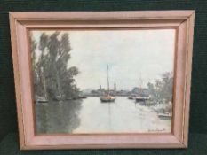 Two framed hall mirrors, floral framed mirror,