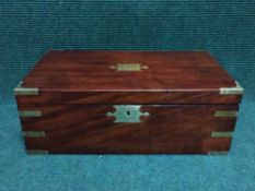 A Victorian mahogany brass bound writing box