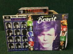 A box of assorted LP records and 45's - Louis Armstrong,