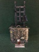 An early 20th century lined coal receiver and two companion sets